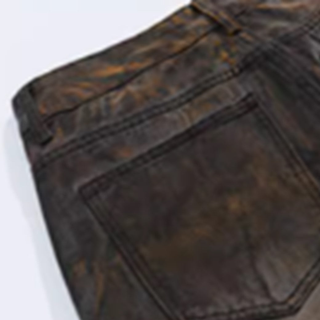 [NIUGULU] Dull grunge color design dirty wide denim pants NG0033