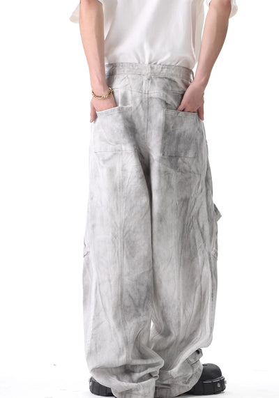 【H GANG X】Double waist white balance color wide denim pants  HX0084