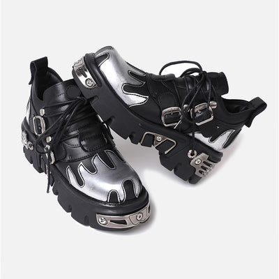 【9/9新作】Double Best Silver Attachment Platform Silver Sneaker Boots  HL3082