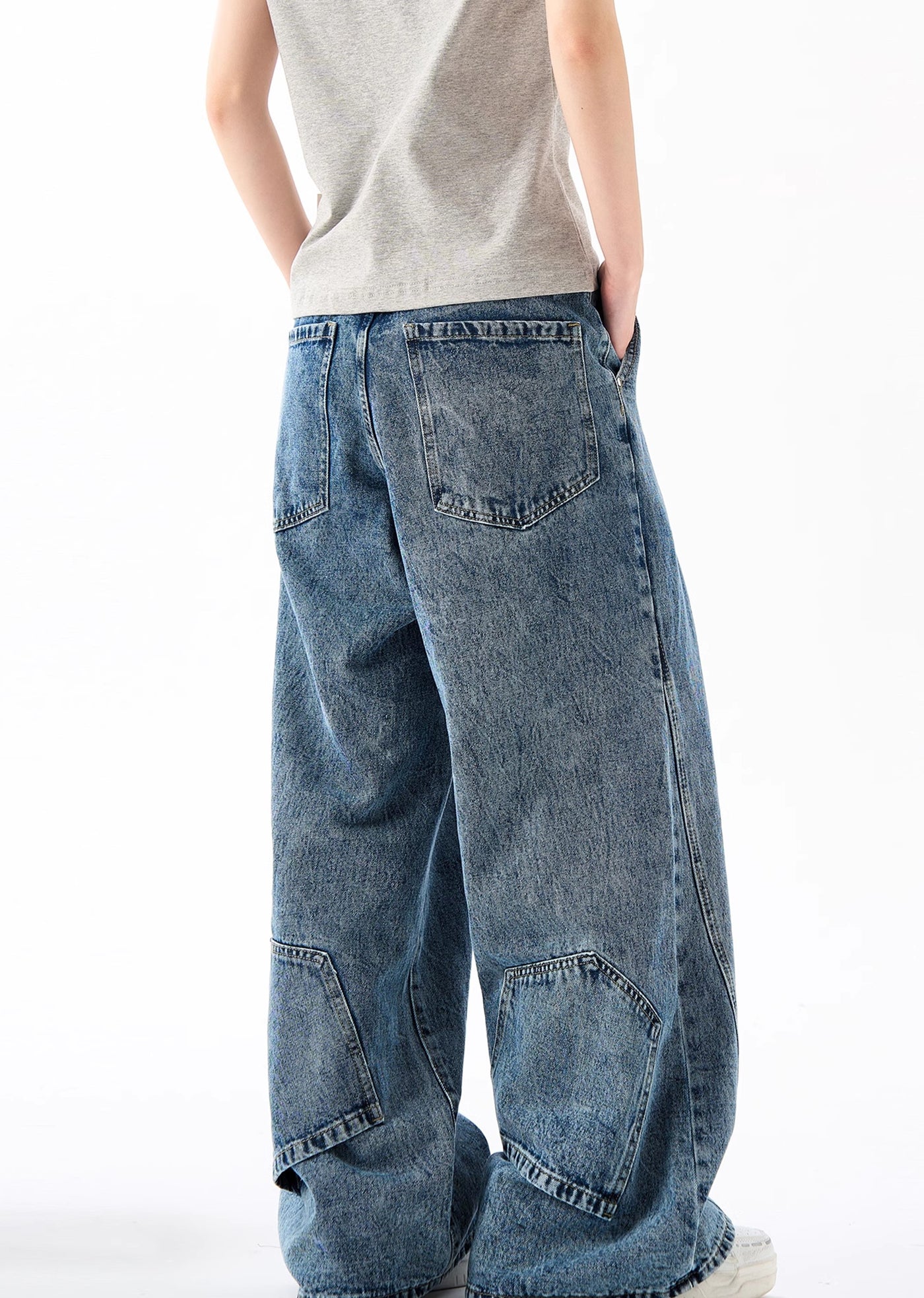 【H GANG X】Gimmick tuck over wide straight silhouette denim pants  HX0070