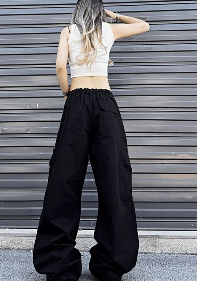 【W3】Simple base color monochrome wide silhouette pants  WO0086