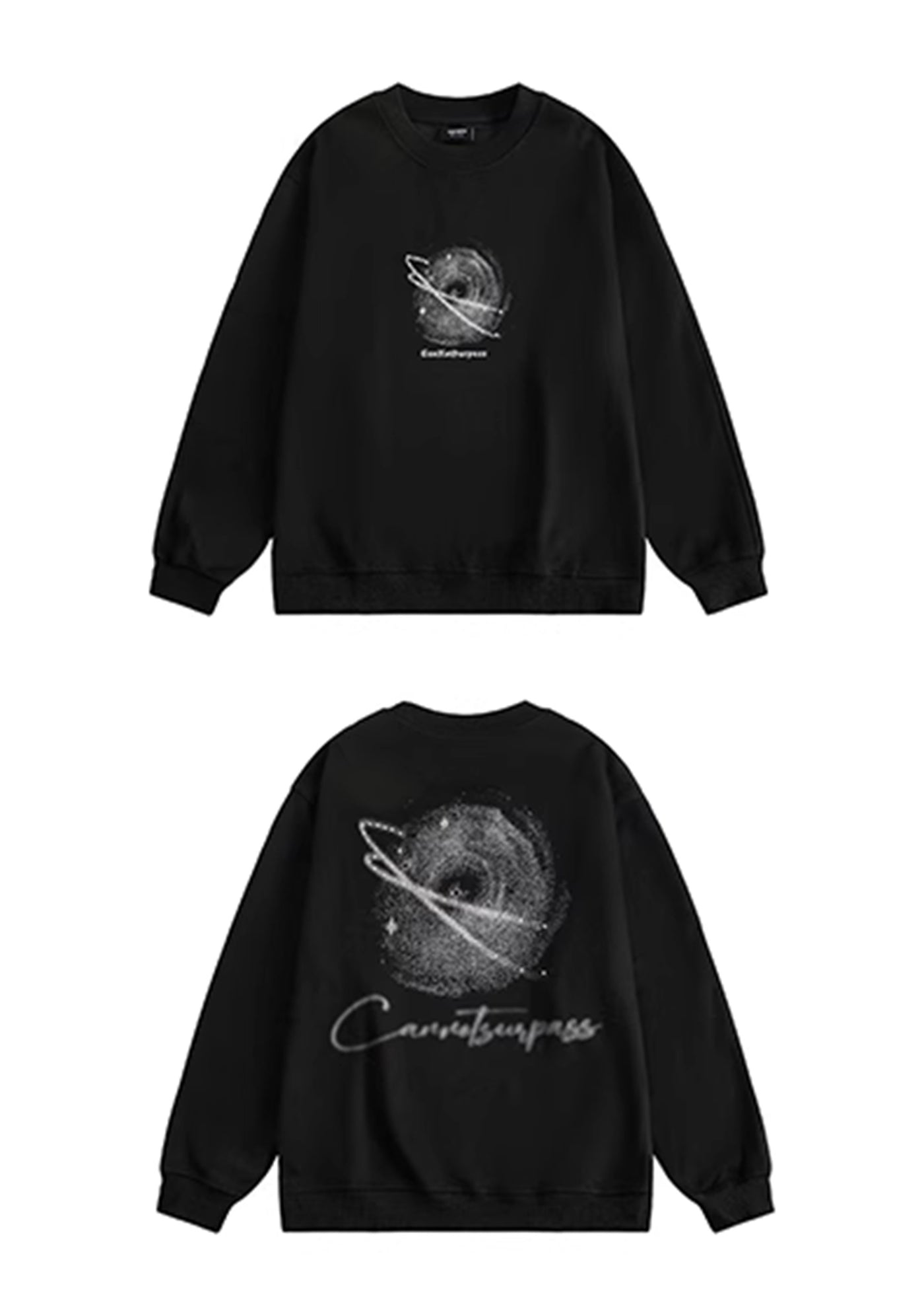 【BLACK BB】Simple moon initial design front over long sleeve T-shirt  BK0035