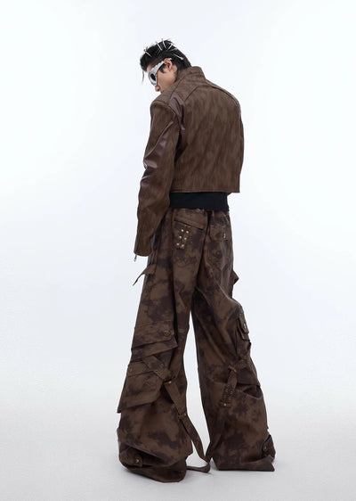 【Culture E】Random camouflage silhouette design wide pants  CE0151