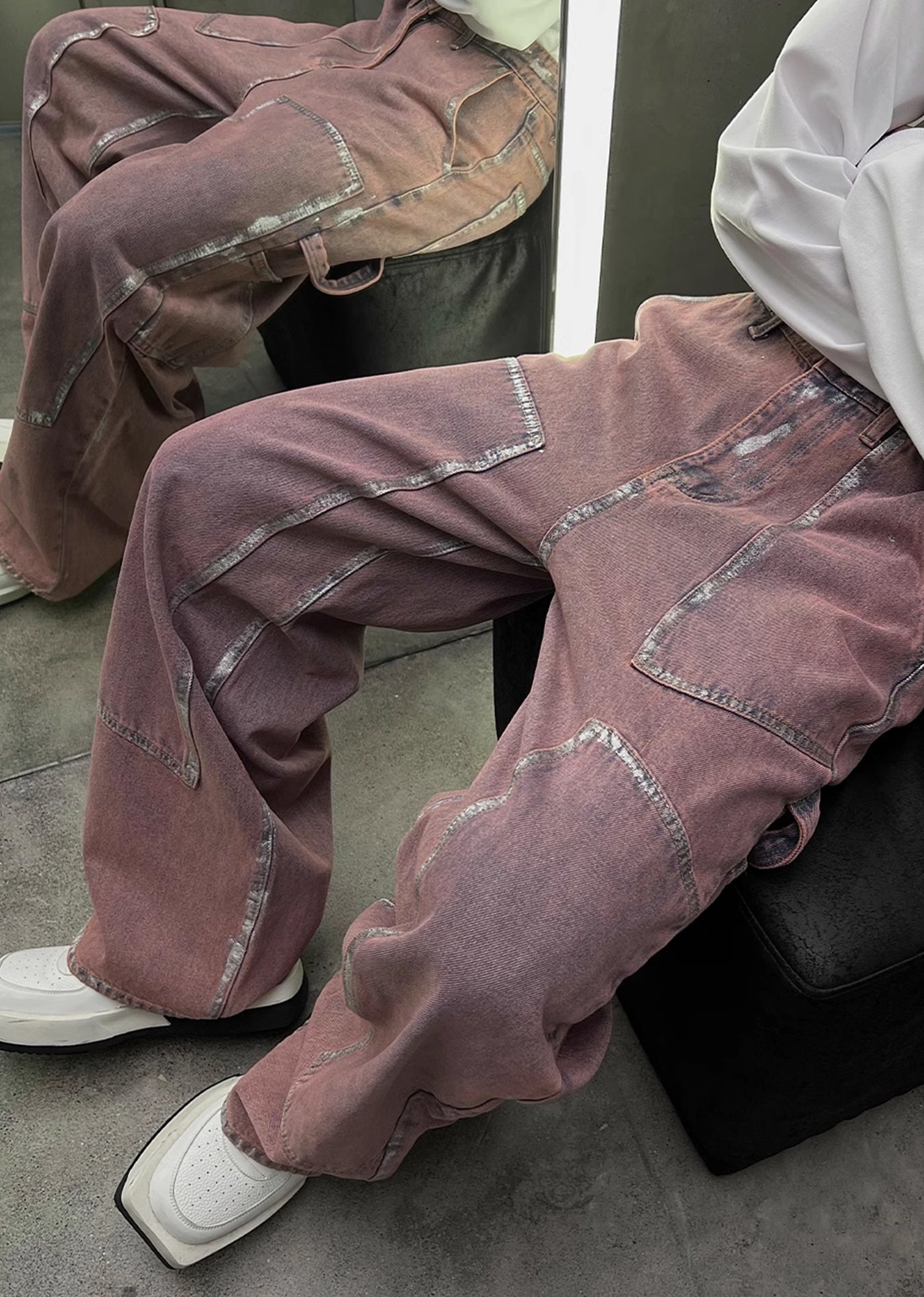 【SOULWORKER】Pinky purple color design line silhouette denim pants  SW0018