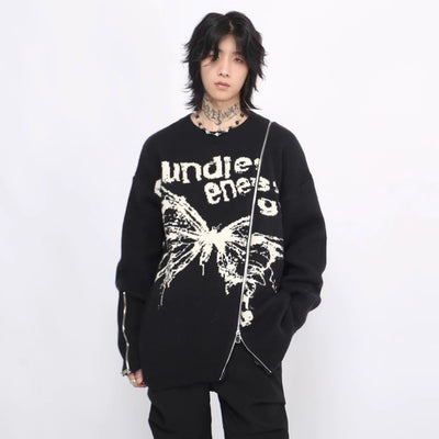 【Mz】One-point zip space-time distortion butterfly design knit  MZ0034