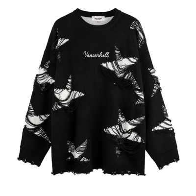【NIHAOHAO】Point star damage spider web overknit  NH0057