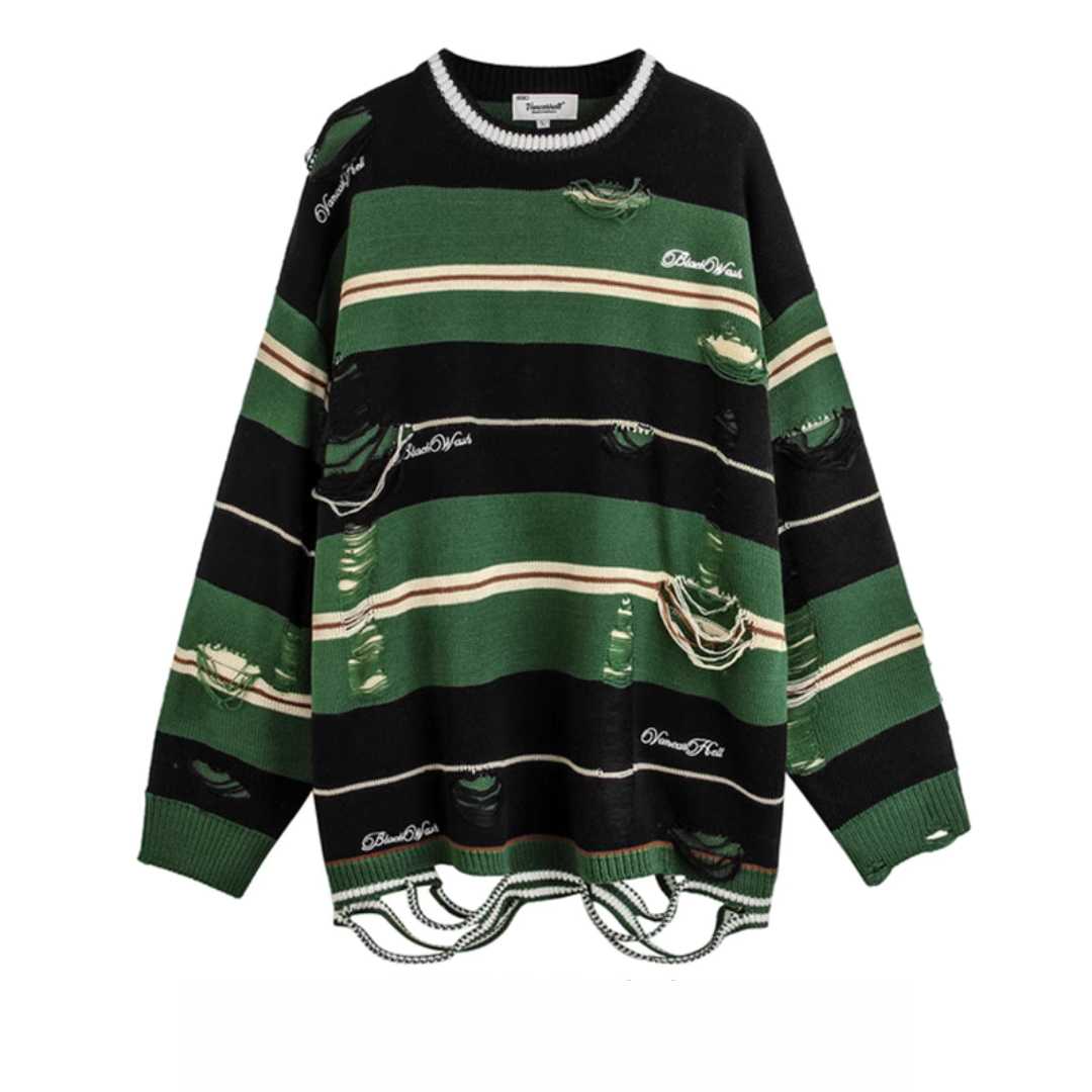 【NIHAOHAO】Fully remastered damaging border American casual knit  NH0058