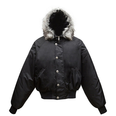 【NIHAOHAO】Fur hoodie MA-1 style casual mode style jacket  NH0199