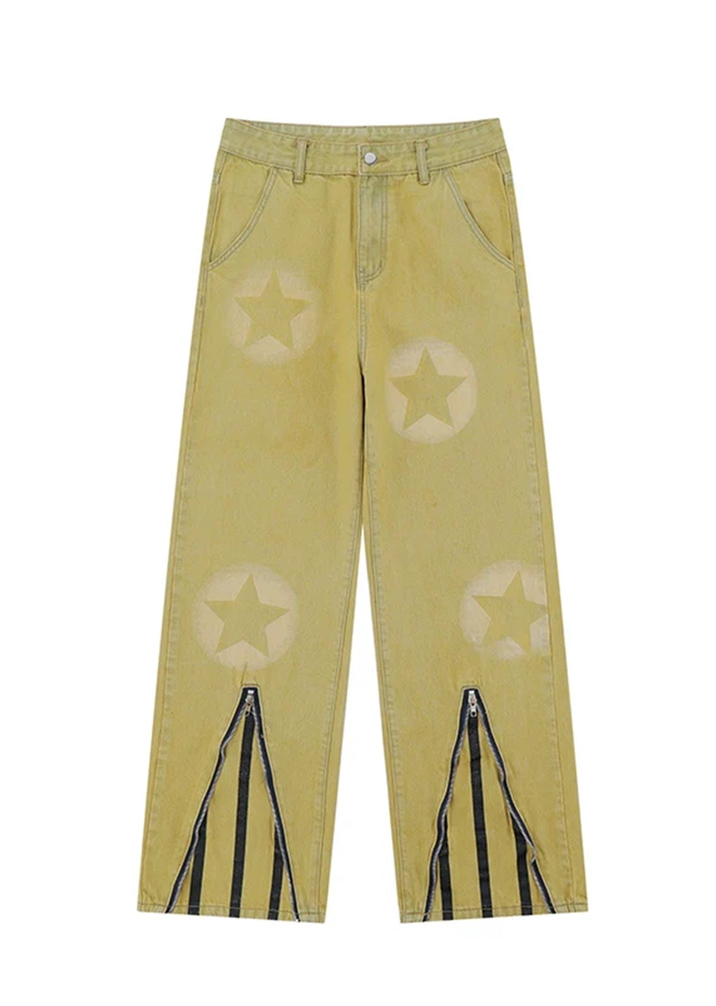 [Rayohopp] Around star pattern and line design denim pants RH0102