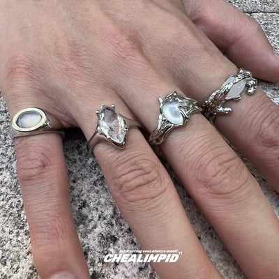 【CHEALIMPID】Front pearl design silver gimmick ring  CL0010