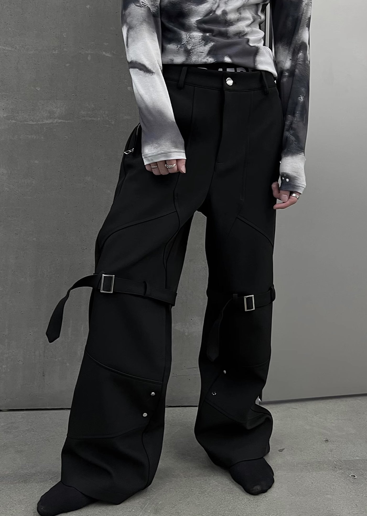 【SOULWORKER】High belt gimmick design wide silhouette overpants  SW0020