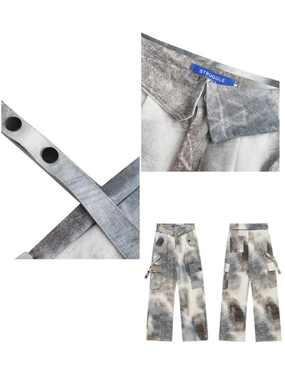 【Rayohopp】Multi tie-dye pocket design straight pants  RH0028