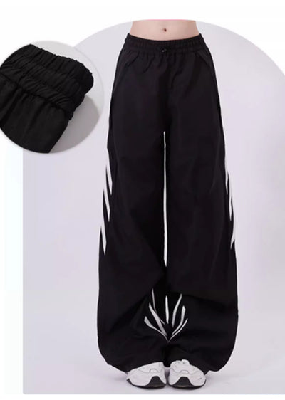 【Rayohopp】Side white line design wide sporty pants  RH0109