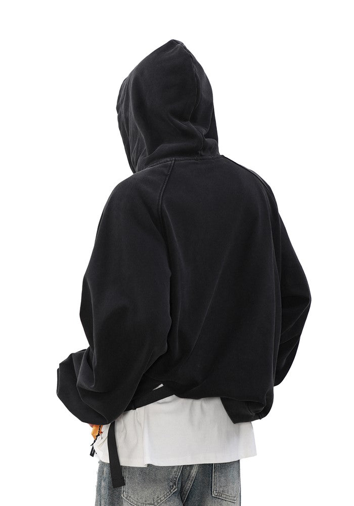 【MR nearly】Dull wash basic design front hoodie  MR0148