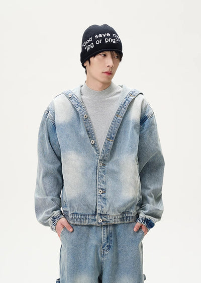 【9/9新作】Dull random wash white blue street denim setup  HL3088