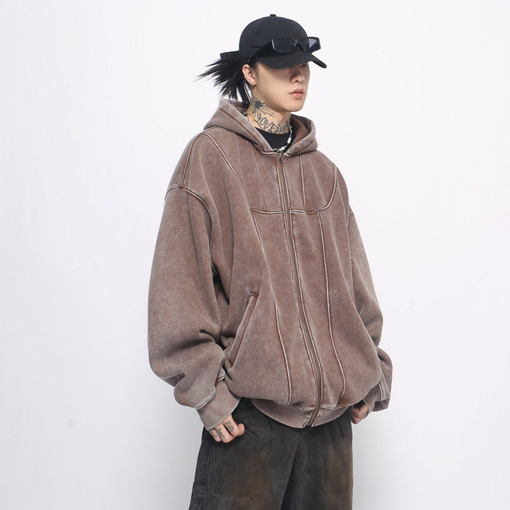 【Mz】Basic dull color balance design full zip hoodie  MZ0045