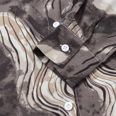 【ANAMONE】Random marble dark color pattern design long sleeve shirt  AO0012