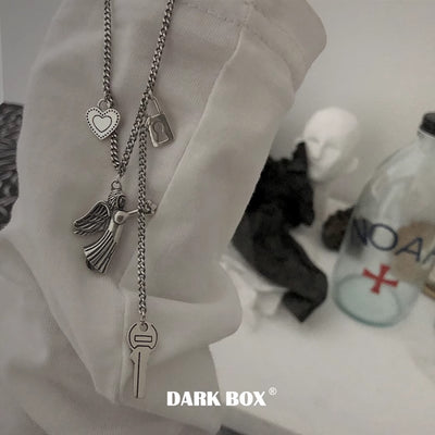 【DARKBOX】Angel Key Design Glue Silver Necklace  DB0029