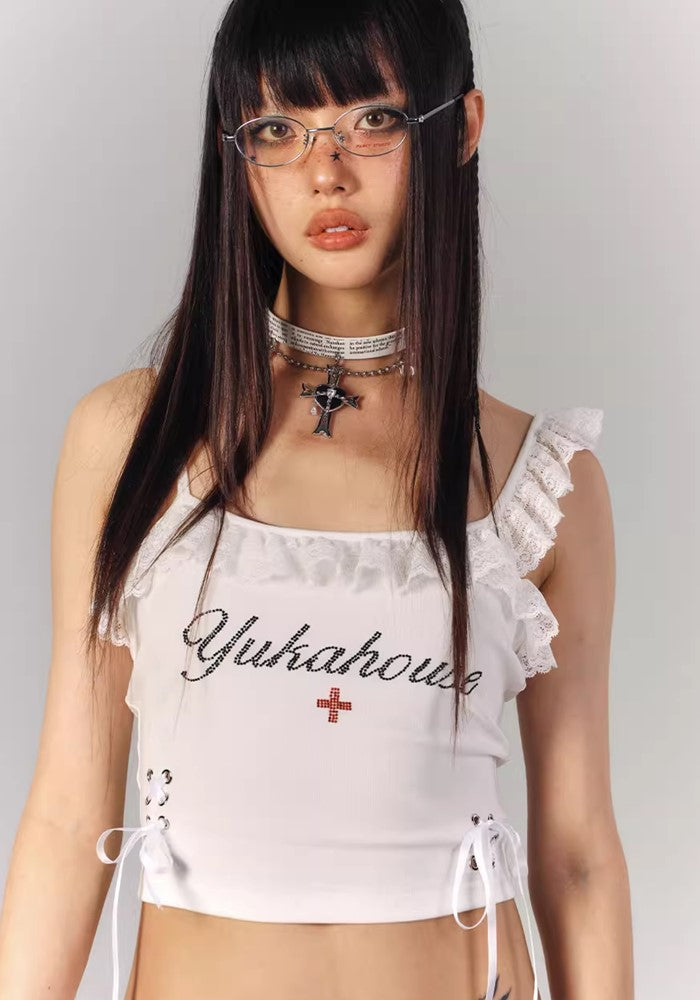 【YUKAHOUSE 】Cute Y2K Style Camisole Design Pinky Sleeveless  YO0015