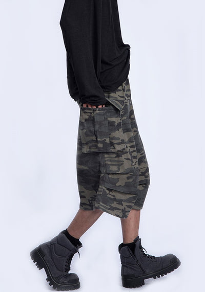 【PLAN1ONE】Simple random camouflage pattern mid-length short pants  PL0046