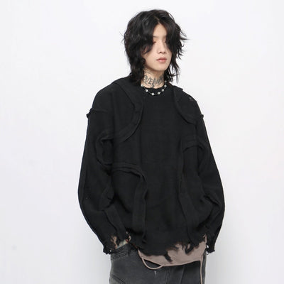 【Mz】Wave line silhouette design loose style knit sweater  MZ0044