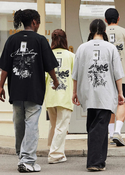 【Niuma Keng】Back print design load over short sleeve T-shirt  NK0005