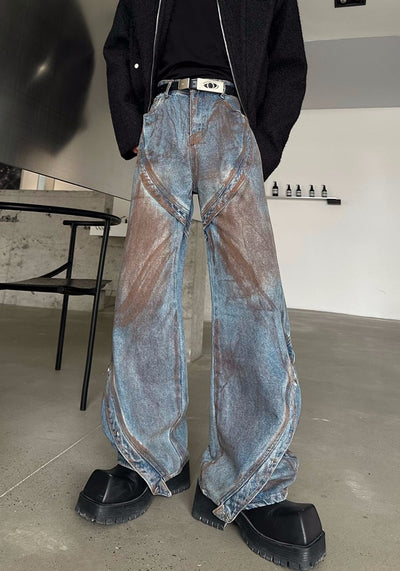 【MARTHENAUT】Muddy wash mid-length wide flare silhouette denim pants  MH0045