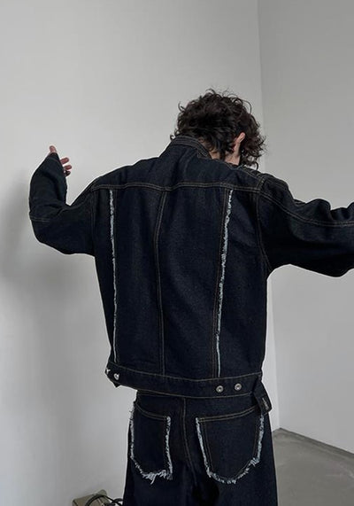 【SOULWORKER】Tight fit silhouette mode style black jacket  SW0034