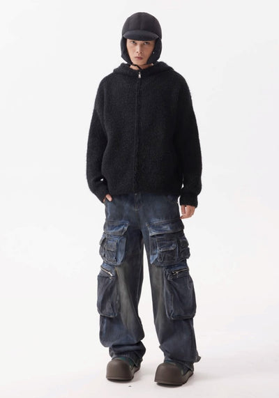 【BTSG】Dull blue wash design cargo denim pants  BS0047