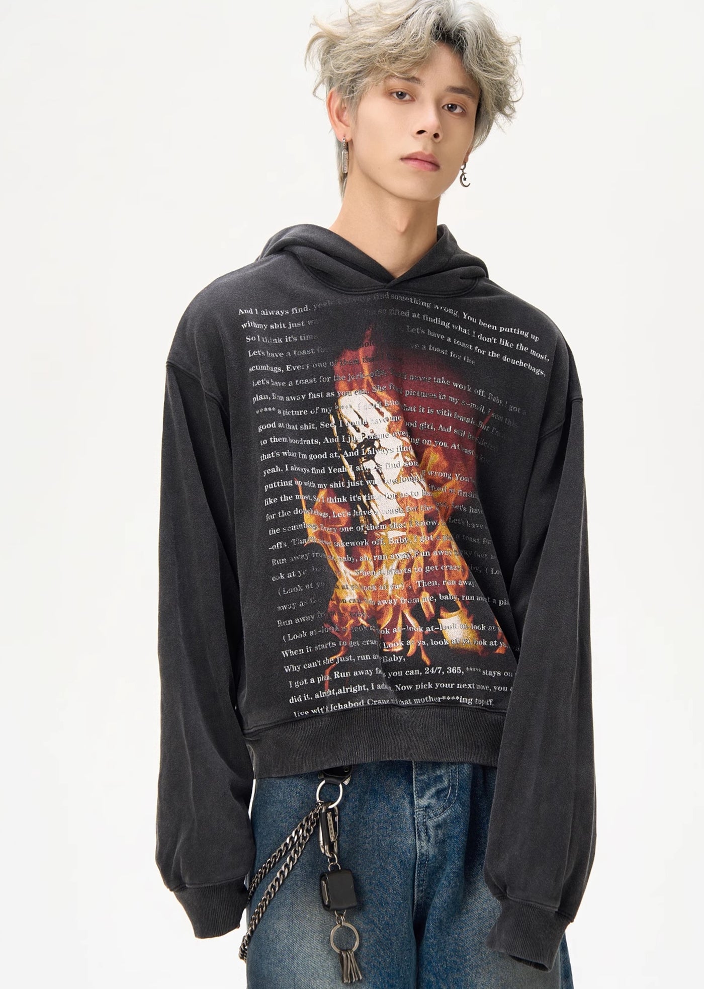 【MAXDSTR】Flame unique illustration design oversized hoodie  MD0173