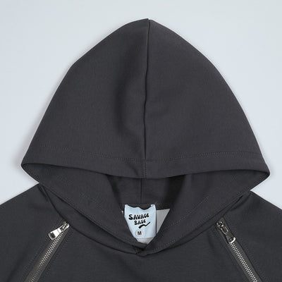 【NIHAOHAO】Double zip design wave silhouette dark hoodie  NH0185