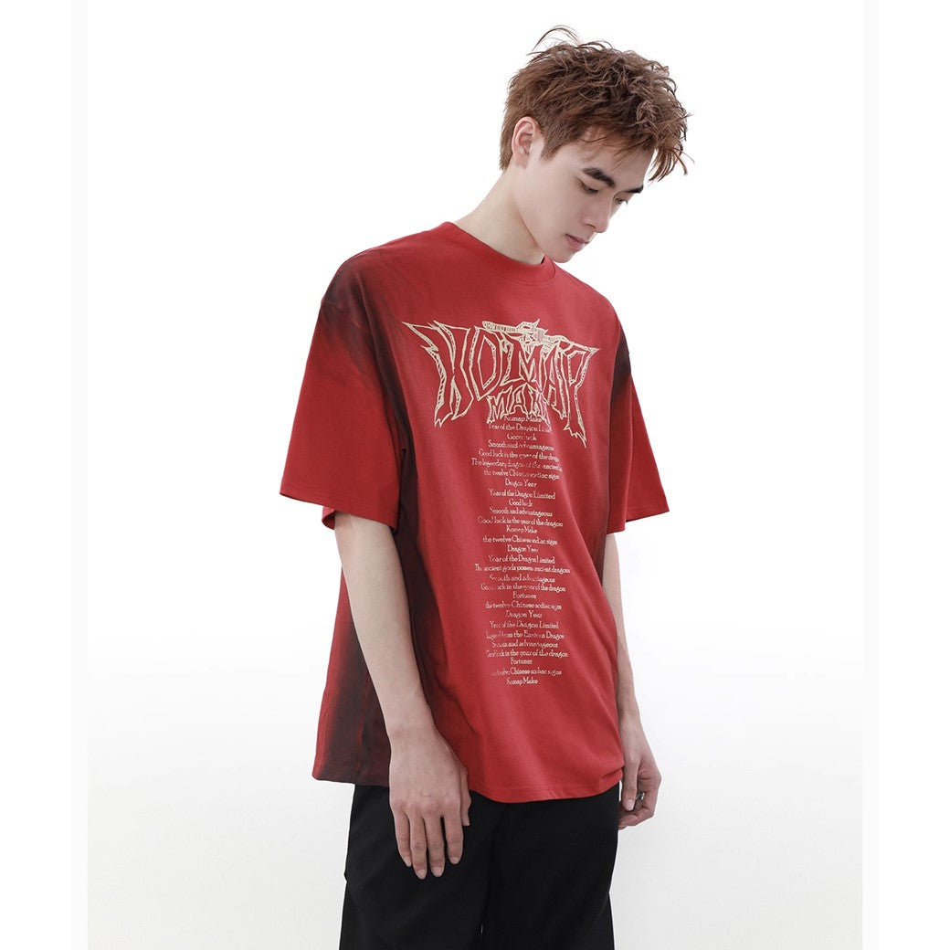 【MR nearly】Damaged Print Round Neck Short Sleeve T-Shirt  MR0080　