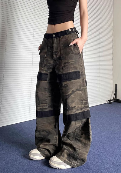 【Apocket】Multi-line design camouflage wide style pants  AK0031