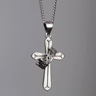 【DARKBOX】Cross design silver color loop necklace  DB0025