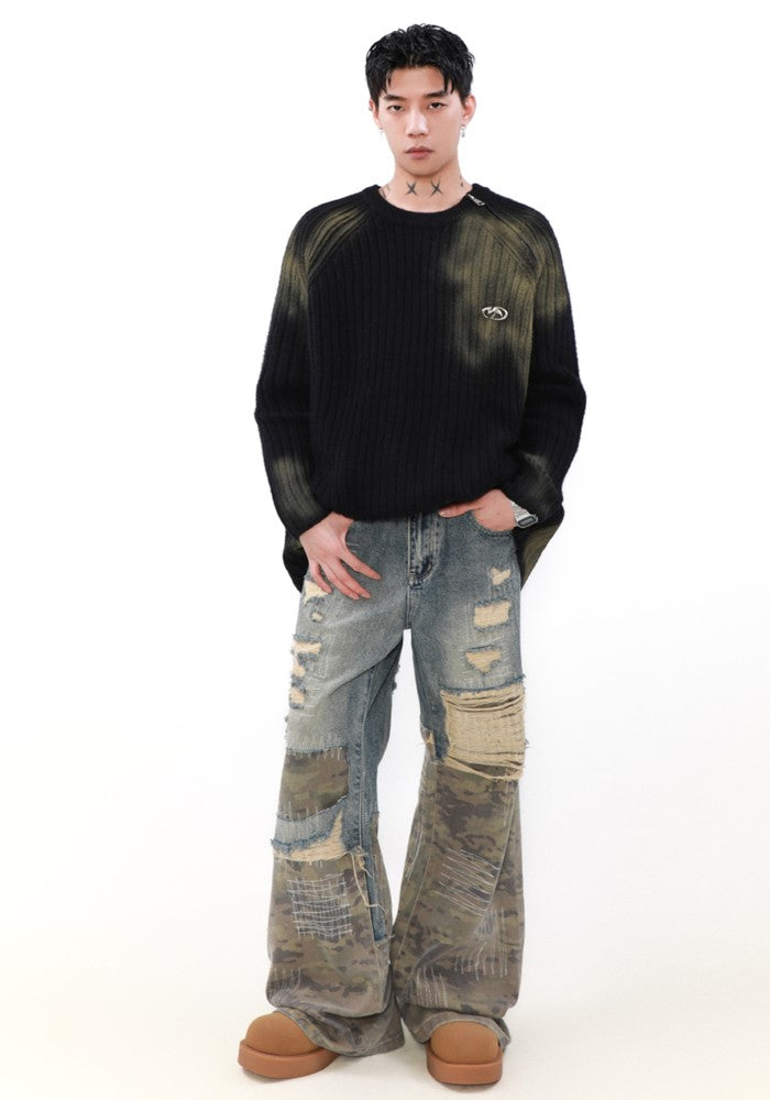 【MR nearly】Random color washed design knit sweater  MR0145