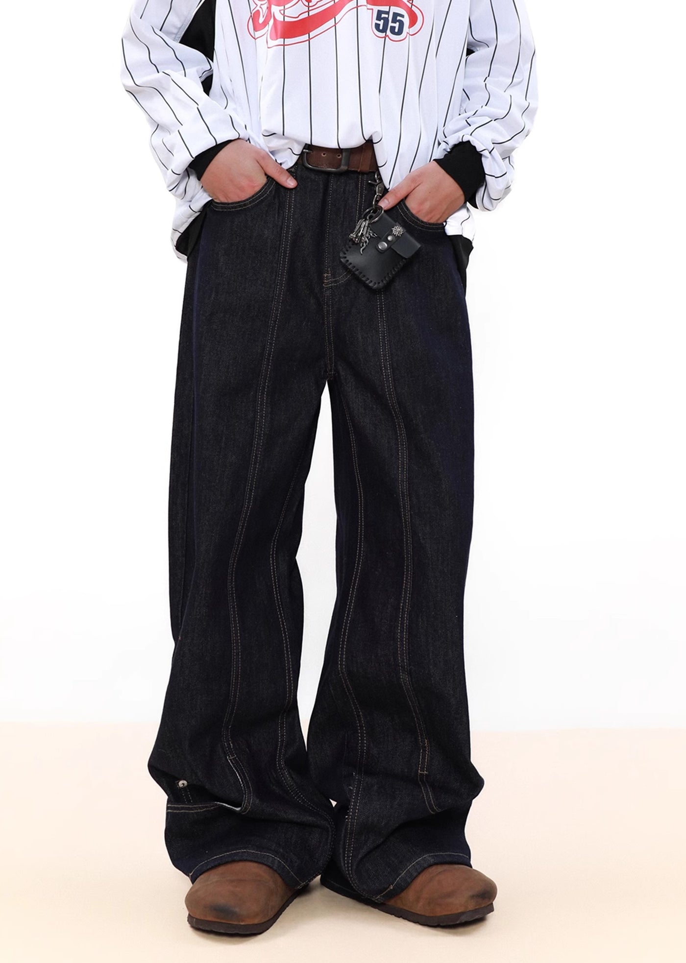 【MR nearly】Front center line design dark denim pants  MR0137