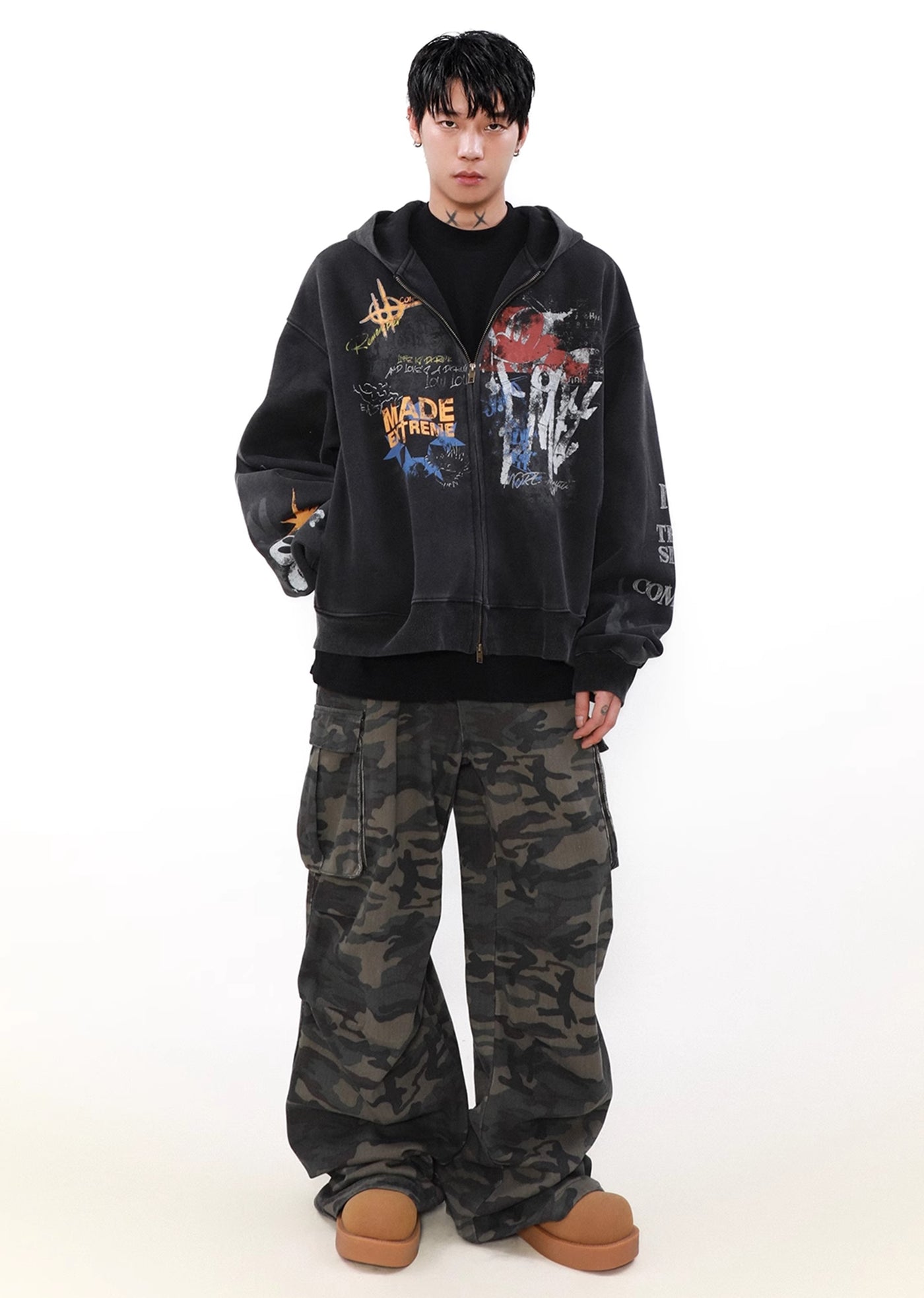 【MR nearly】Myriad Illustrations Active Design Full Zip Dull Hoodie  MR0133