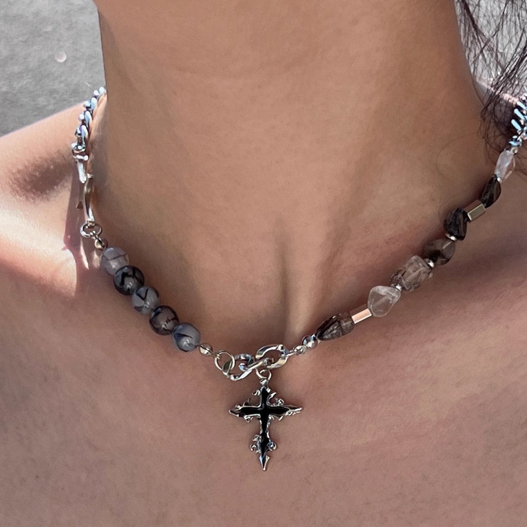 【CHEALIMPID】Stone Multi Design Gothic Mode Cross Necklace  CL0016