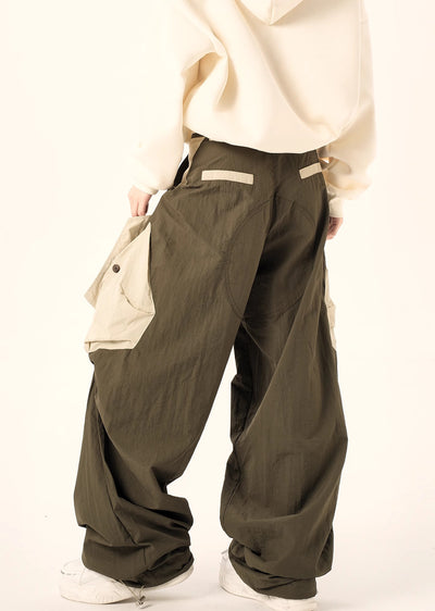 【H GANG X】Double color nylon over wide silhouette casual pants  HX0079