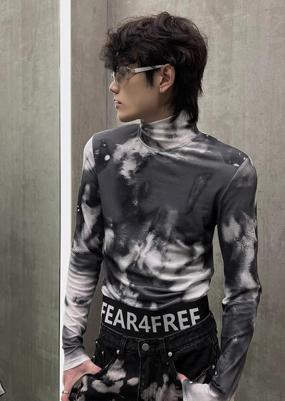 【SOULWORKER】Random wash color see-through design long sleeve T-shirt  SW0026