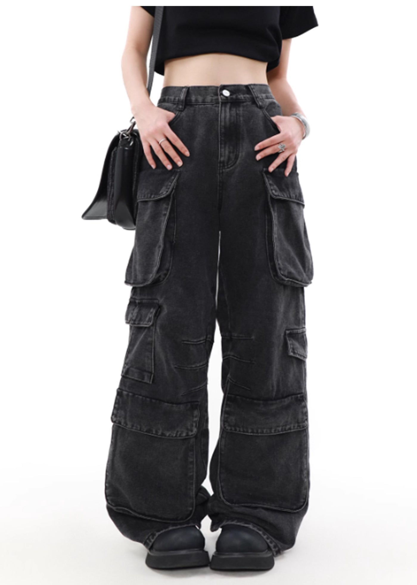 【MR nearly】Countless multi-pocket design cargo denim pants  MR0089