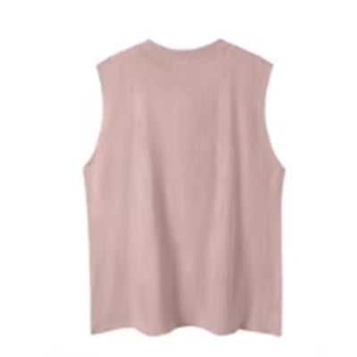 [VEG Dream] Dull base color point initial design sleeveless T-shirt VD0240