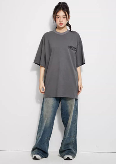 【Niuma Keng】Backroad Base Print Pinky Initial Short Sleeve T-shirt  NK0003