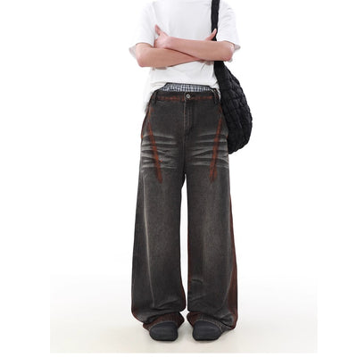 [MR nearly] washed rust color design loose wide leg pants MR0084