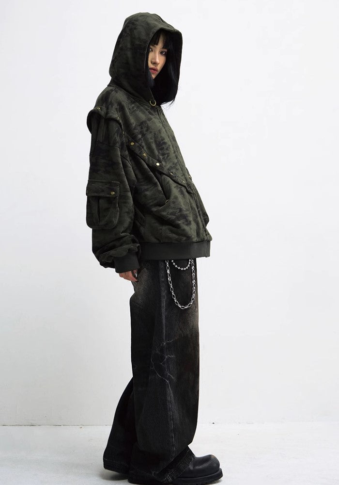 【People Style】Balloon wide silhouette basic washed denim pants  PS0050