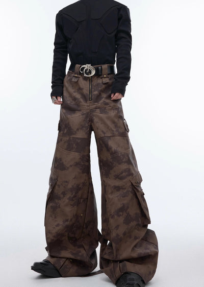 【Culture E】Random camouflage silhouette design wide pants  CE0151