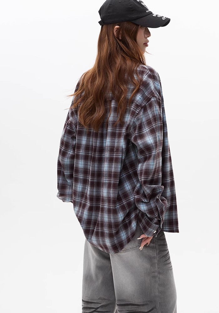 【Apocket】Regular check design collar type long sleeve shirt  AK0036