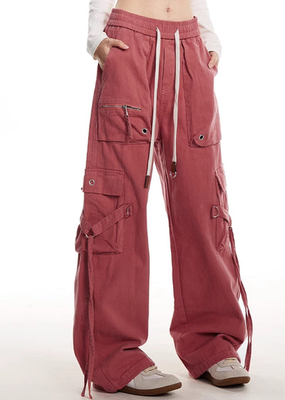 【NOONOZ】Wide straight silhouette multi-gimmick design cargo denim pants  NN0006