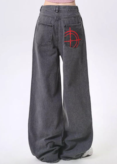 【Rayohopp】Front multi-graffiti design washed denim pants  RH0127