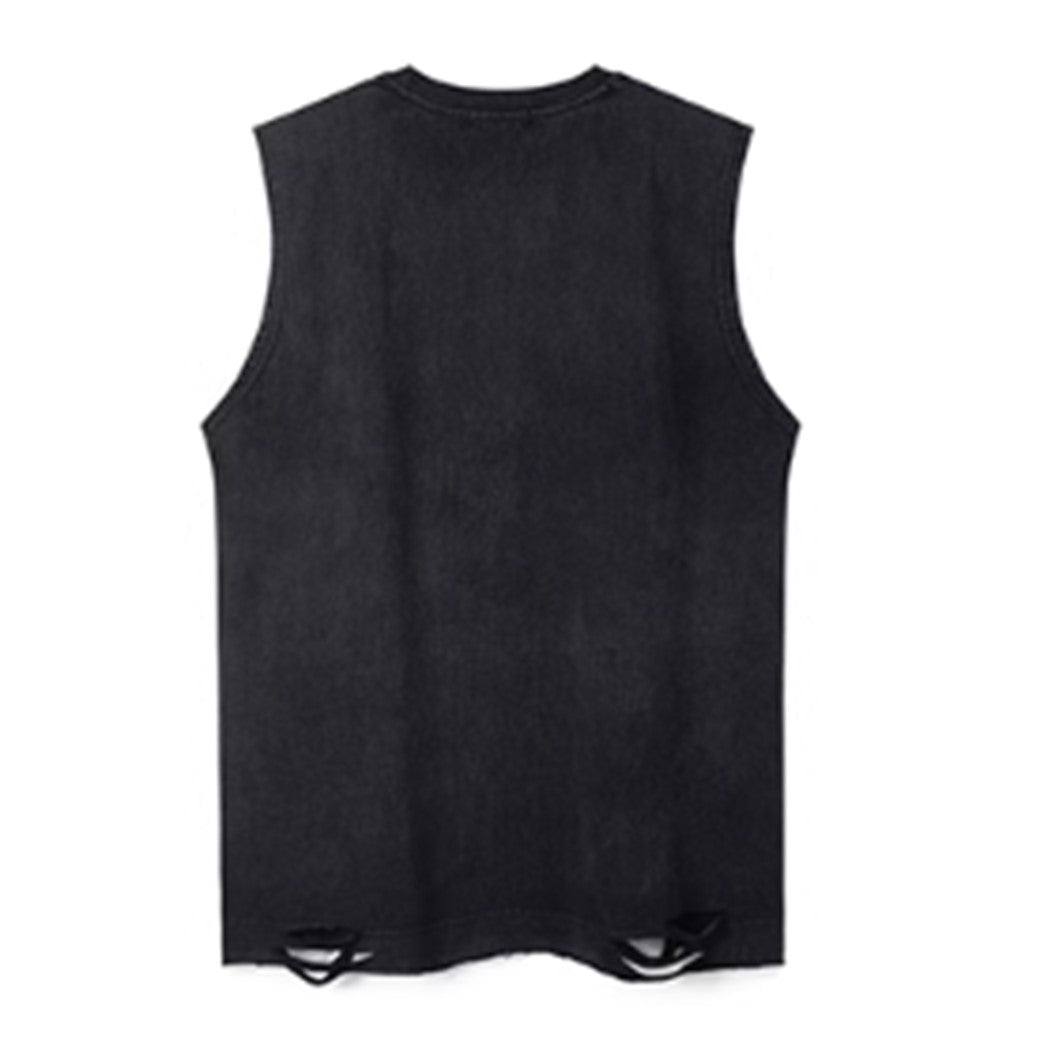 [NIHAOHAO] Gothic front design middle distressed sleeveless NH0123